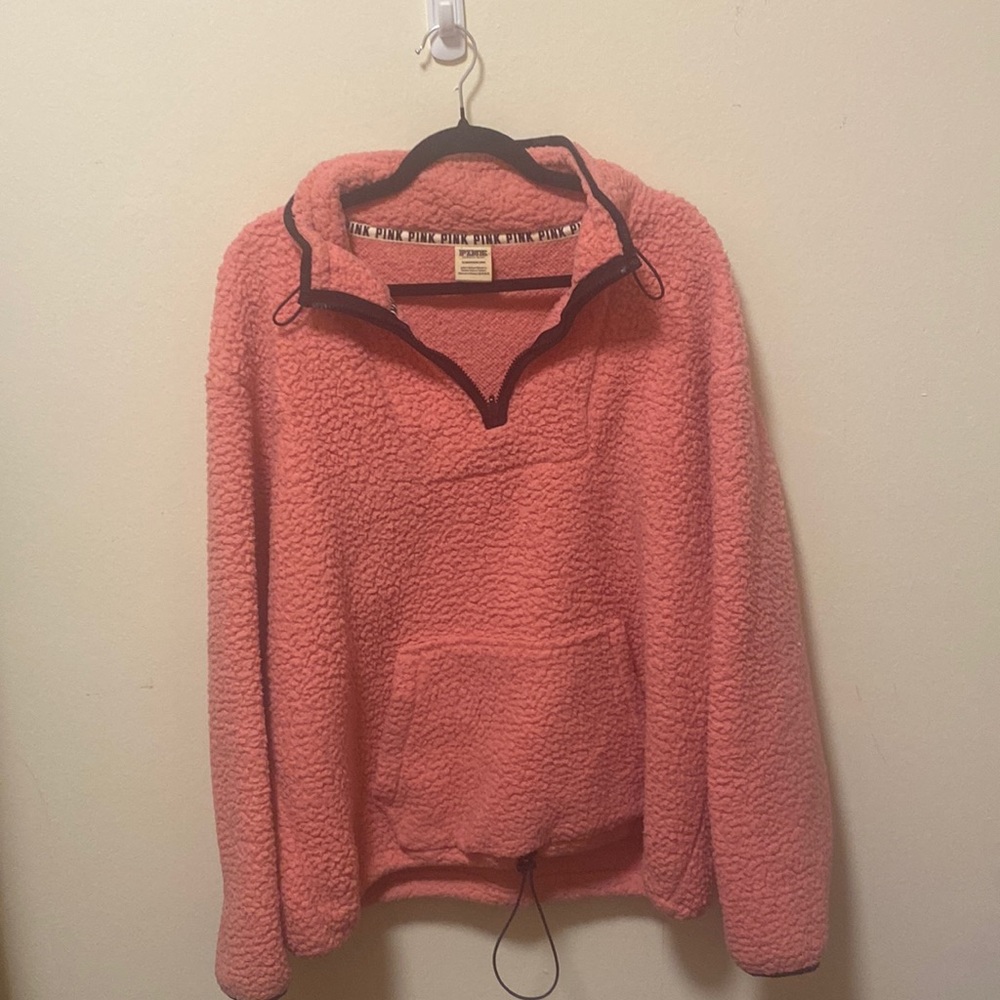 - PINK Quarter Zip Sherpa Jacket